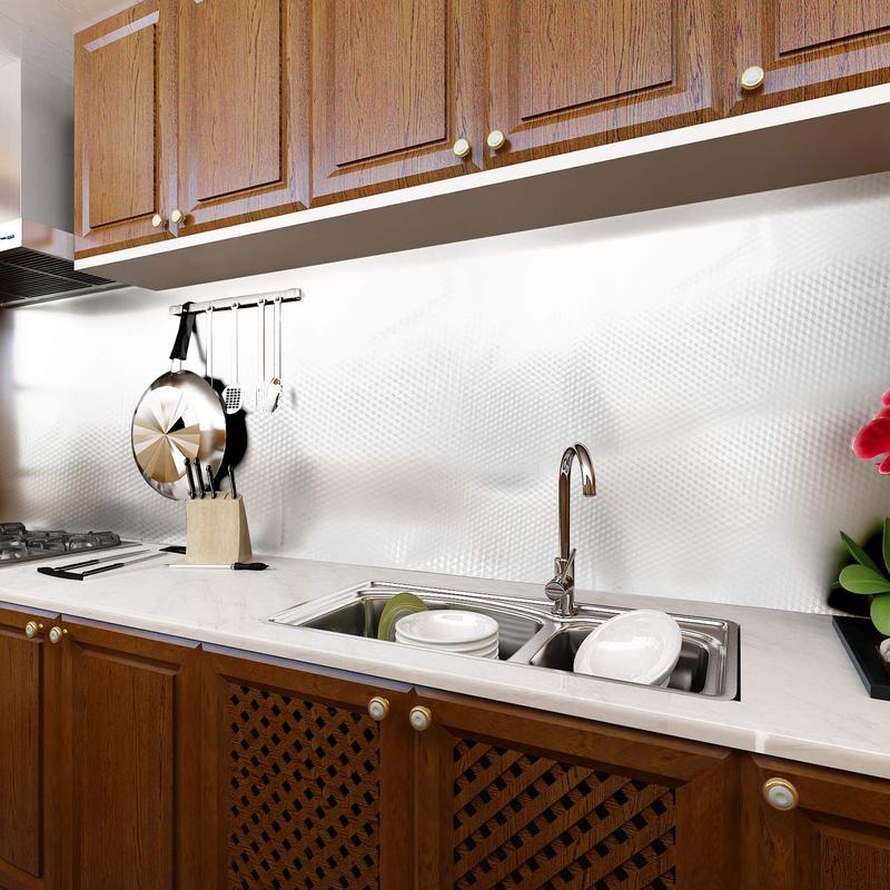 š„Peel & Stick Aluminum Foil Wallpaper, Waterproof Oil Proof Contact Paper for Kitchen