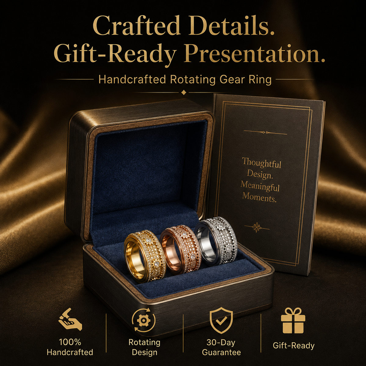 100% Handcrafted Rotating Gear Ring – Fine Artisan Jewelry