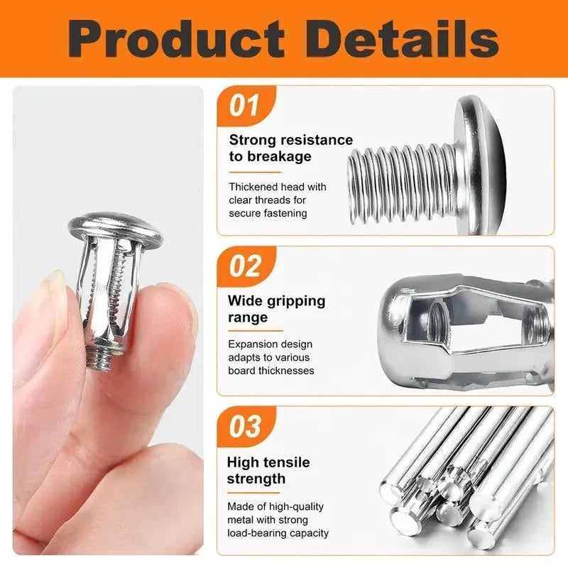 30Pcs Heavy-Duty Carbon Steel Button Rivet Locking Nuts Set