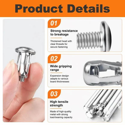 30Pcs Heavy-Duty Carbon Steel Button Rivet Locking Nuts Set