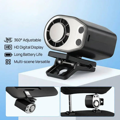 ❄️360° Rotatable Semiconductor Cooling Clip Fan, USB Rechargeable LED Display Portable Cooling Fan for Car