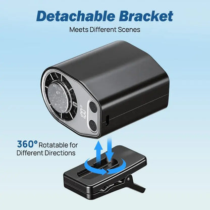 ❄️360° Rotatable Semiconductor Cooling Clip Fan, USB Rechargeable LED Display Portable Cooling Fan for Car