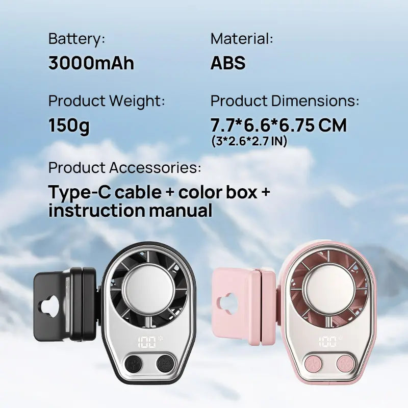 ❄️360° Rotatable Semiconductor Cooling Clip Fan, USB Rechargeable LED Display Portable Cooling Fan for Car