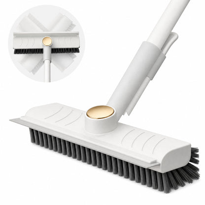 🧹3-in-1 Long Handle Cleaning Brush, Stiff Bristle Scrub Brush with Scraper, Multi-purpose Cleaner for Bathroom Floor Patio Garage
