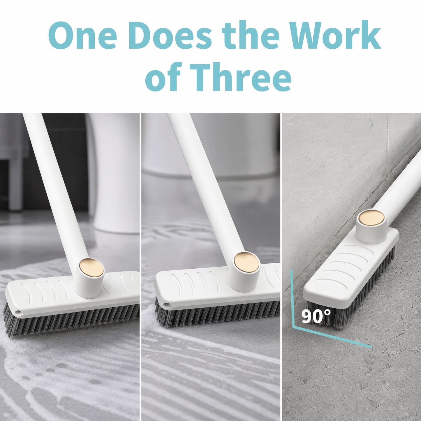 🧹3-in-1 Long Handle Cleaning Brush, Stiff Bristle Scrub Brush with Scraper, Multi-purpose Cleaner for Bathroom Floor Patio Garage