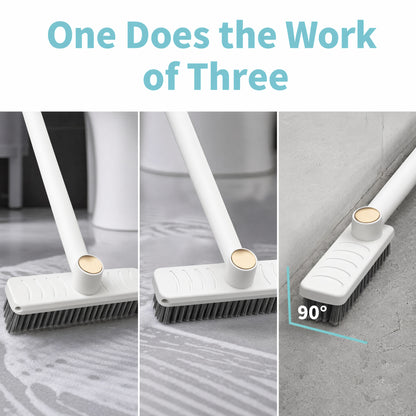 🧹3-in-1 Long Handle Cleaning Brush, Stiff Bristle Scrub Brush with Scraper, Multi-purpose Cleaner for Bathroom Floor Patio Garage