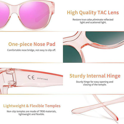 🕶️ UV400 Fit-Over Sunglasses, Stylish Square Full-Rim Eyewear