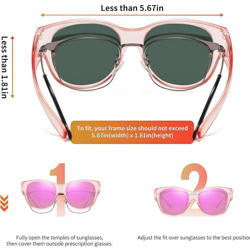 🕶️ UV400 Fit-Over Sunglasses, Stylish Square Full-Rim Eyewear