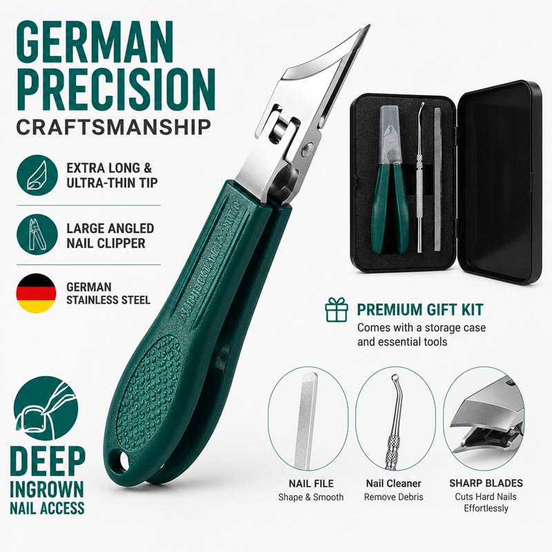 ✂️ 3 Pack Eagle Beak Slanted Nail Clippers, Wide Jaw Anti-Splash Clippers for Thick & Ingrown Nails