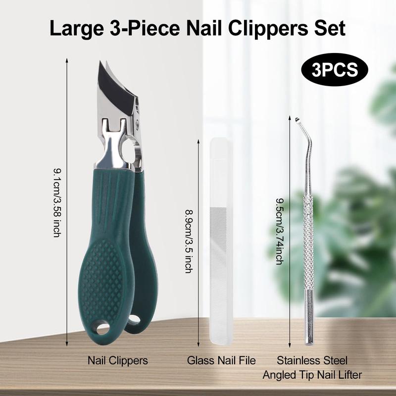 ✂️ 3 Pack Eagle Beak Slanted Nail Clippers, Wide Jaw Anti-Splash Clippers for Thick & Ingrown Nails