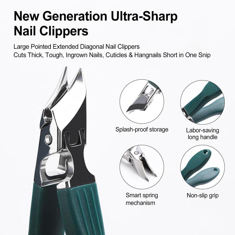 ✂️ 3 Pack Eagle Beak Slanted Nail Clippers, Wide Jaw Anti-Splash Clippers for Thick & Ingrown Nails