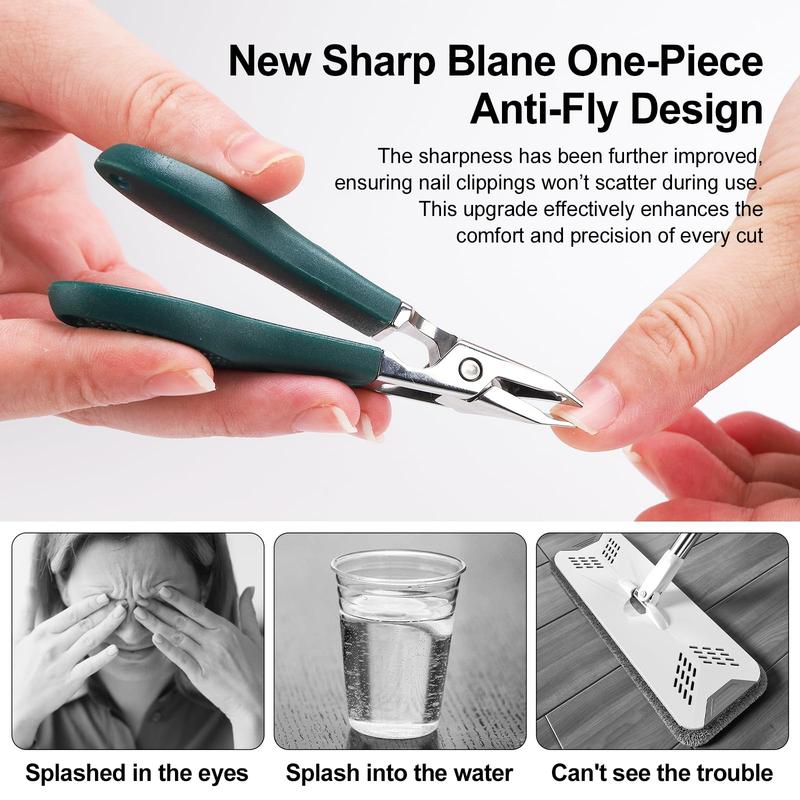 ✂️ 3 Pack Eagle Beak Slanted Nail Clippers, Wide Jaw Anti-Splash Clippers for Thick & Ingrown Nails