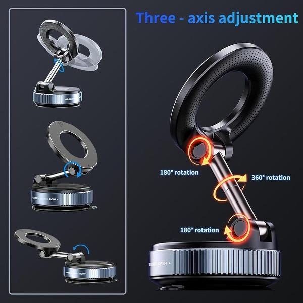 🔥Foldable MagSafe Car Mount | 20 N52 Magnets, Heat-Resistant Nano Suction