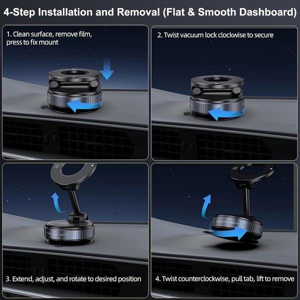 🔥Foldable MagSafe Car Mount | 20 N52 Magnets, Heat-Resistant Nano Suction