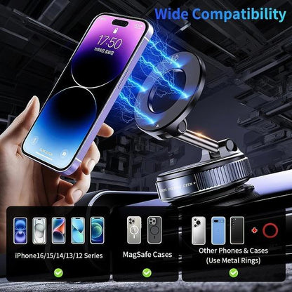 🔥Foldable MagSafe Car Mount | 20 N52 Magnets, Heat-Resistant Nano Suction