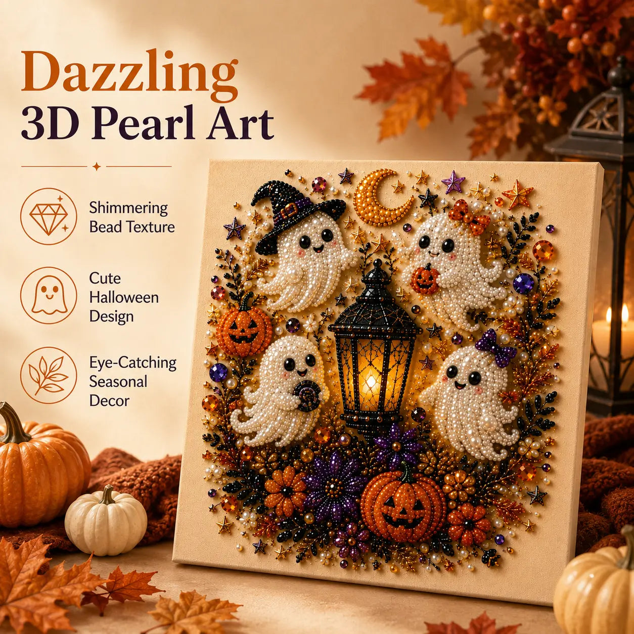 👻 3D Ghost Diamond Painting DIY Kit With Sparkling Pearl Effect🎃