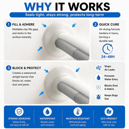 🏠Waterproof Sealant Clay For AC Holes, Walls & Pipe Gaps