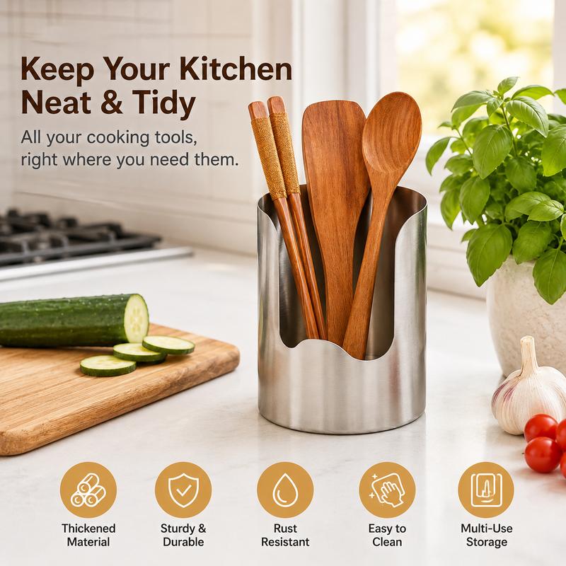 Stainless Steel Utensil Organizer Keeps Cutlery Clean & Organized