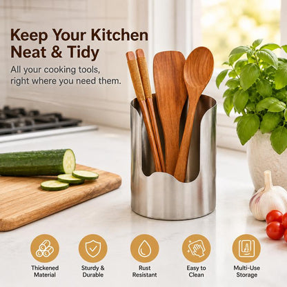 Stainless Steel Utensil Organizer Keeps Cutlery Clean & Organized