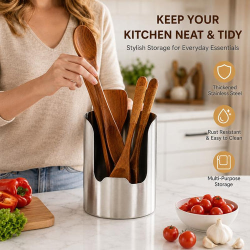 Stainless Steel Utensil Organizer Keeps Cutlery Clean & Organized