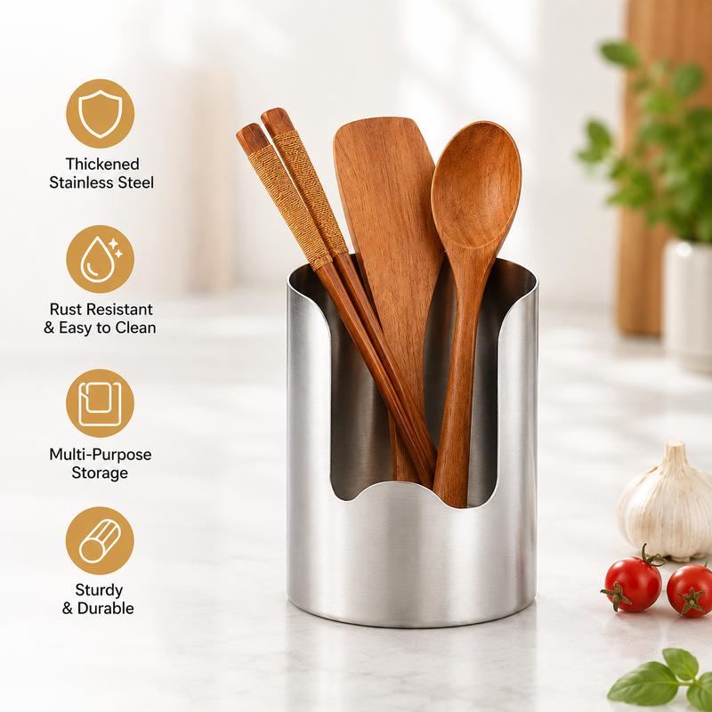Stainless Steel Utensil Organizer Keeps Cutlery Clean & Organized