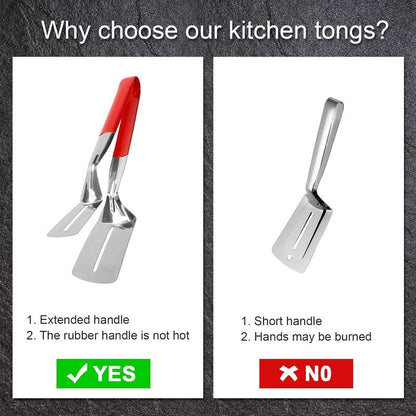 🍴 Stainless Steel Grill Spatula Tongs With Long Heat-Resistant Handle