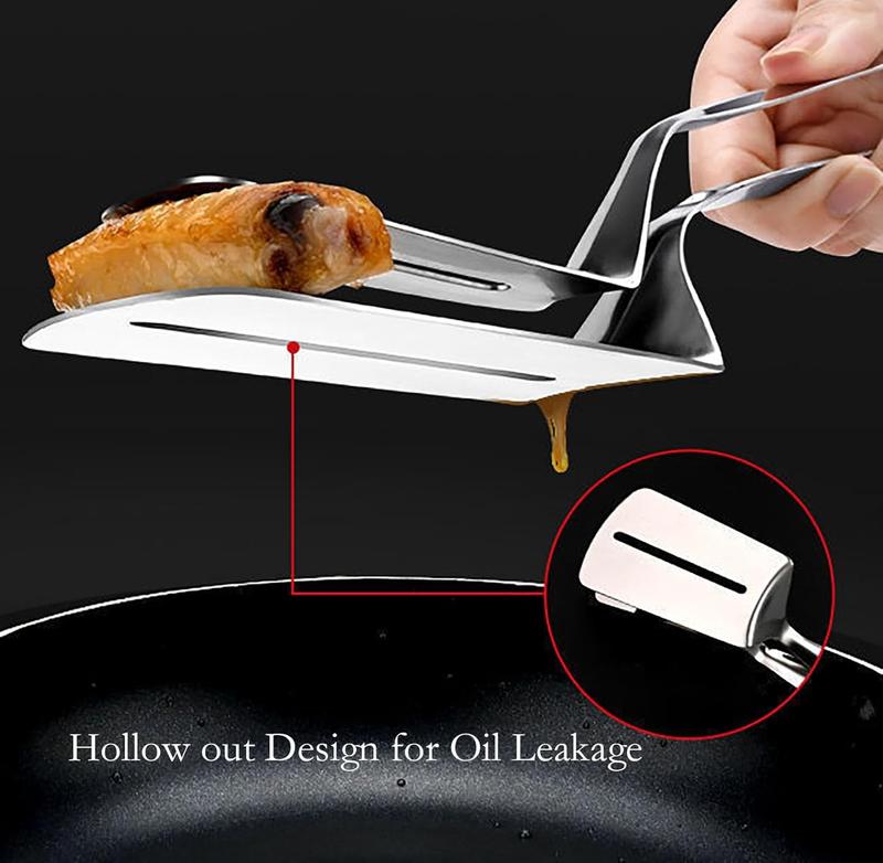 🍴 Stainless Steel Grill Spatula Tongs With Long Heat-Resistant Handle