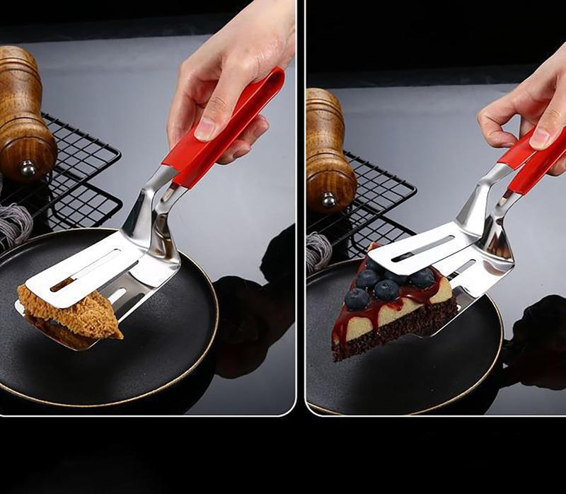 🍴 Stainless Steel Grill Spatula Tongs With Long Heat-Resistant Handle