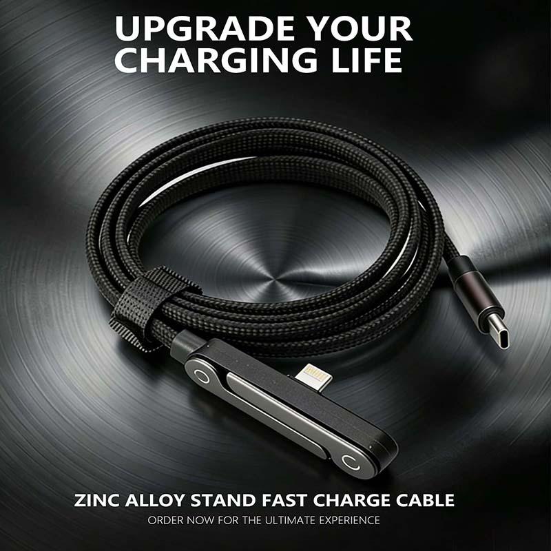 🔥📱240W Braided Fast Charge Cable With Built-in Phone Stand
