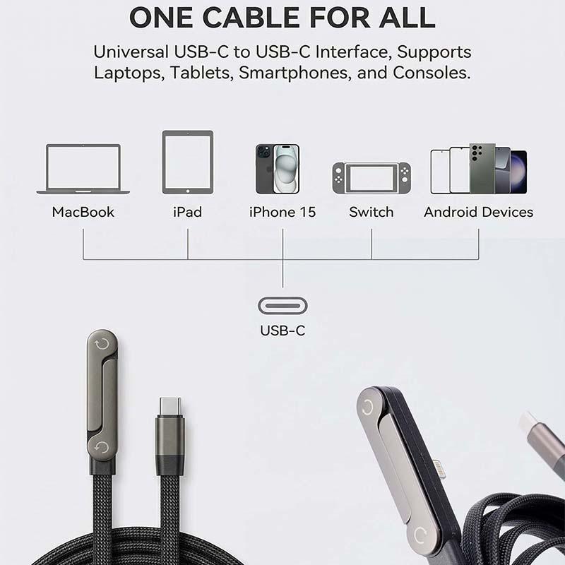 🔥📱240W Braided Fast Charge Cable With Built-in Phone Stand