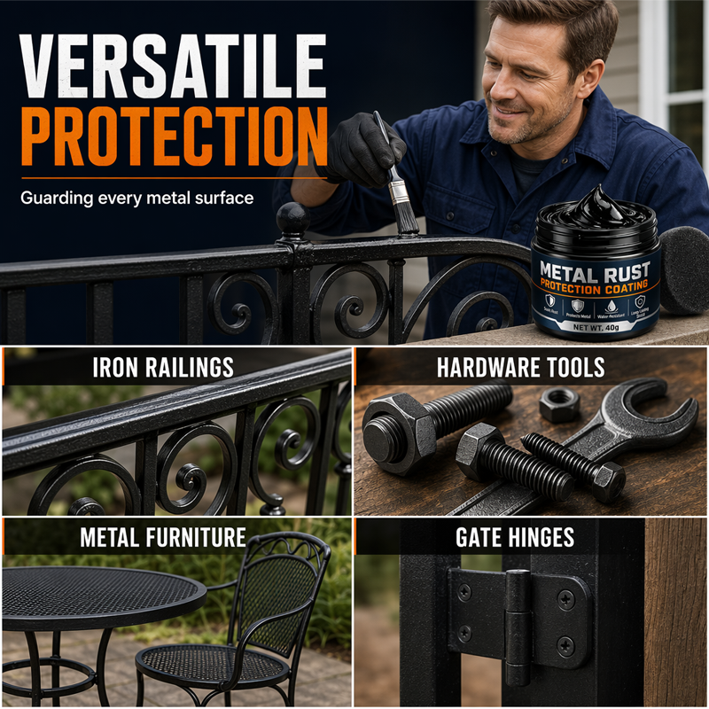 Metal Rust Protection Black Repair Paste – Restores rusty gates, railings & tools. Forms protective coating – no need to replace! 🛡️✨